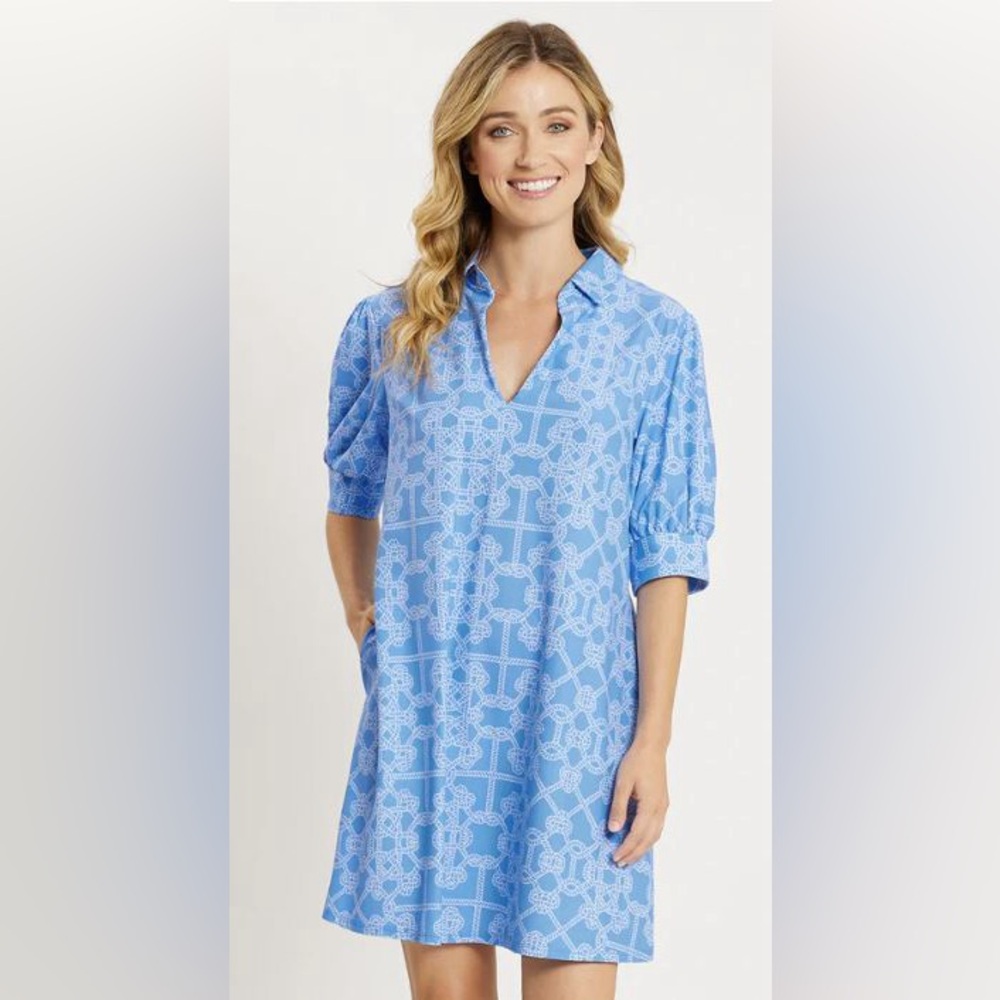 Jude Connally Jude cloth Emerson lattice Rope Periwinkle v neck puff sleeve sz S